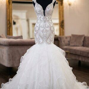 Luxury Designer Couture Wedding Evening Runway Prom Pageant Glamorous Gown Dress